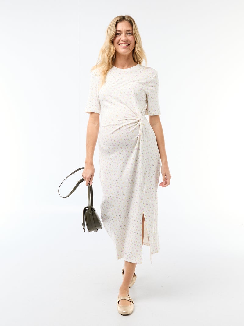 Vestido premamá con torsión frontal Beige - Kiabi