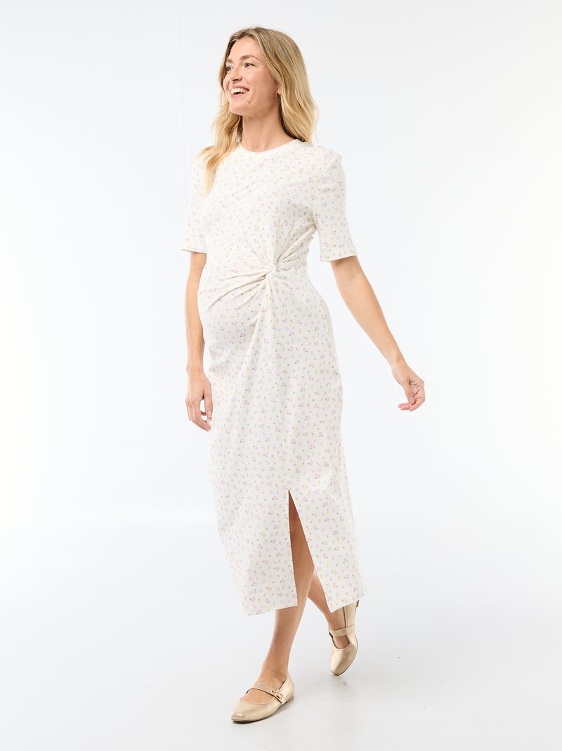 Vestido premamá con torsión frontal Beige - Kiabi