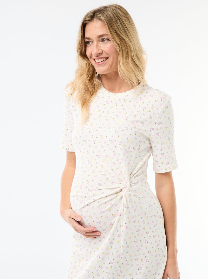 Vestido premamá con torsión frontal Beige - Kiabi
