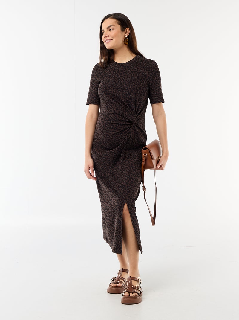 Vestido premamá con torsión frontal Marron - Kiabi
