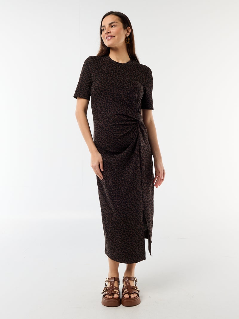 Vestido premamá con torsión frontal Marron - Kiabi