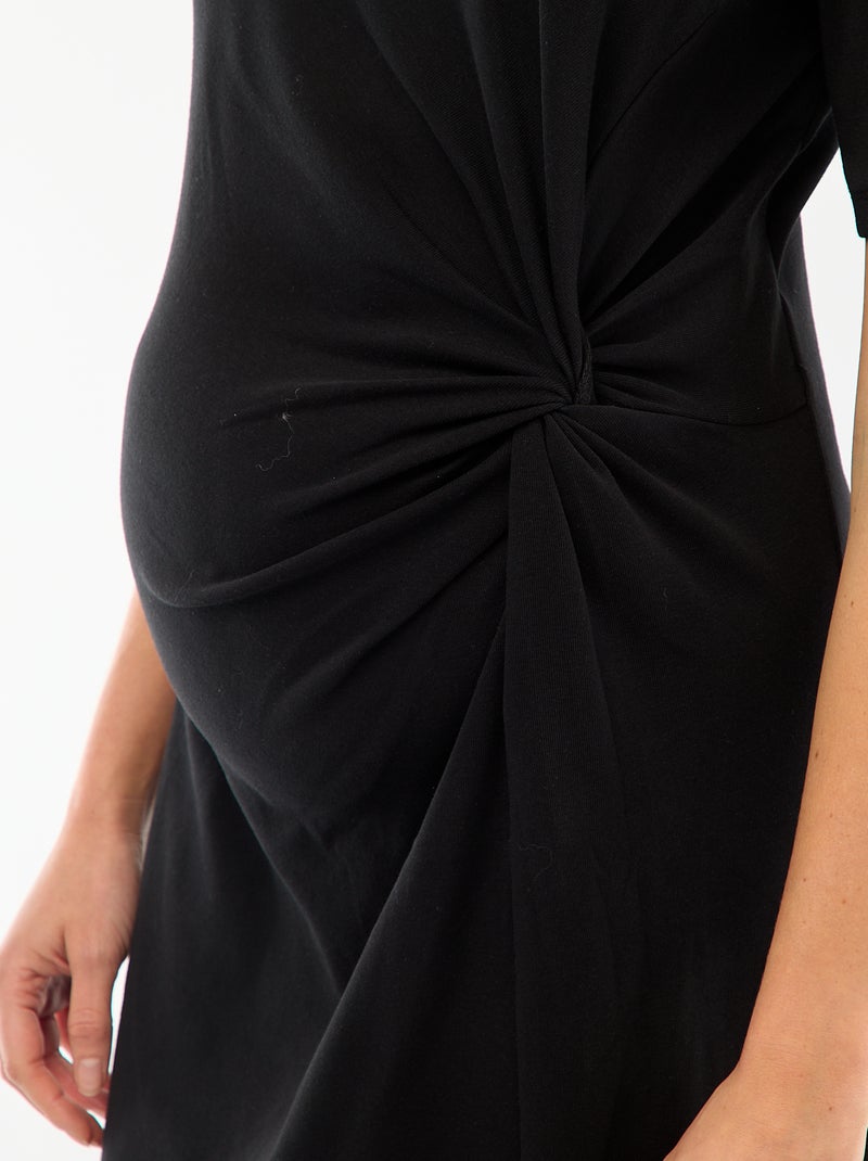 Vestido premamá con torsión frontal Negro - Kiabi