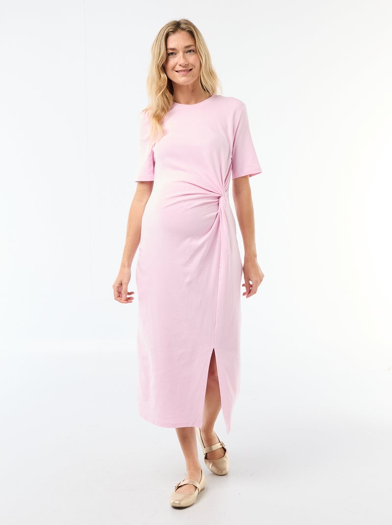 Vestido premamá con torsión frontal Rosa - Kiabi