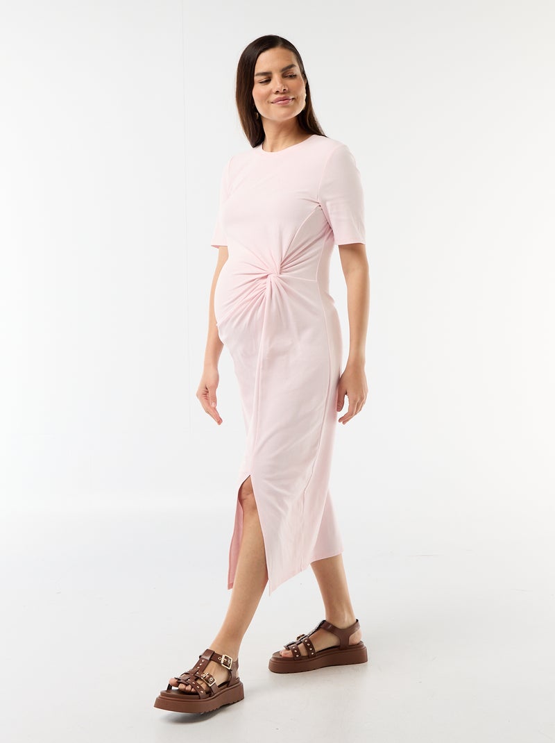 Vestido premamá con torsión frontal Rosa - Kiabi