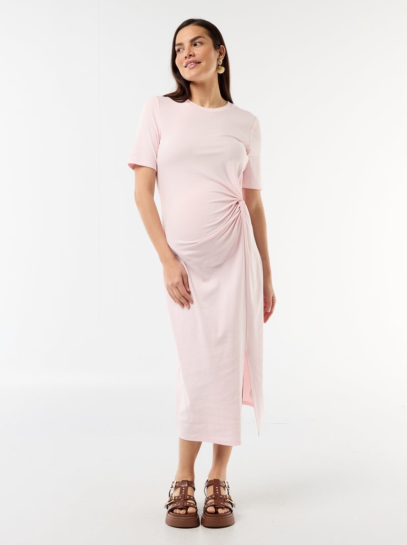 Vestido premamá con torsión frontal Rosa - Kiabi