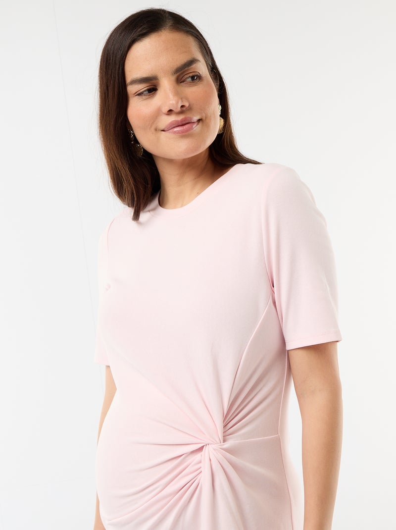 Vestido premamá con torsión frontal Rosa - Kiabi