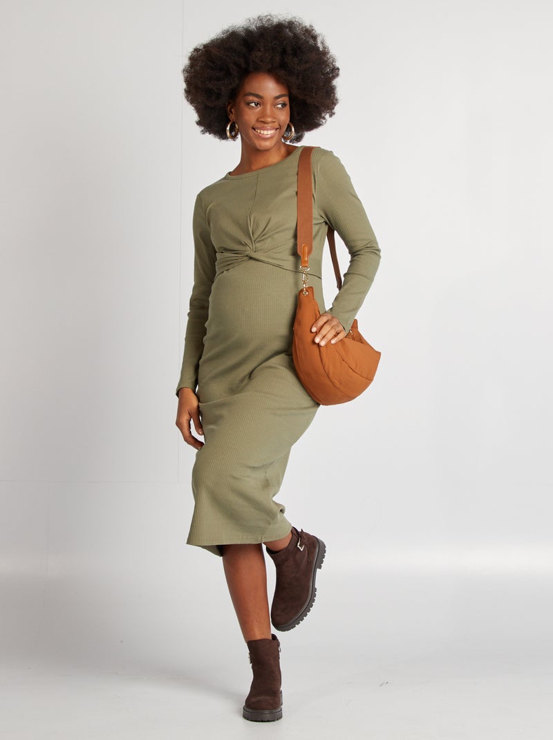 Vestido premamá de canalé VERDE - Kiabi