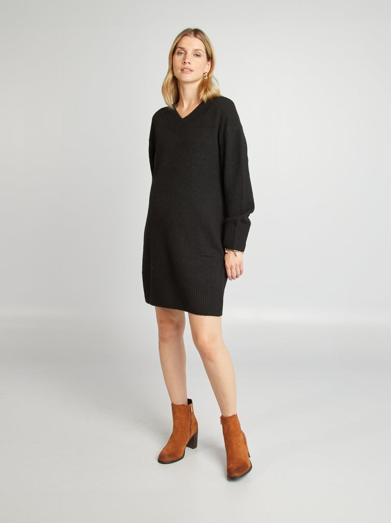 Vestido premamá de punto negro - Kiabi
