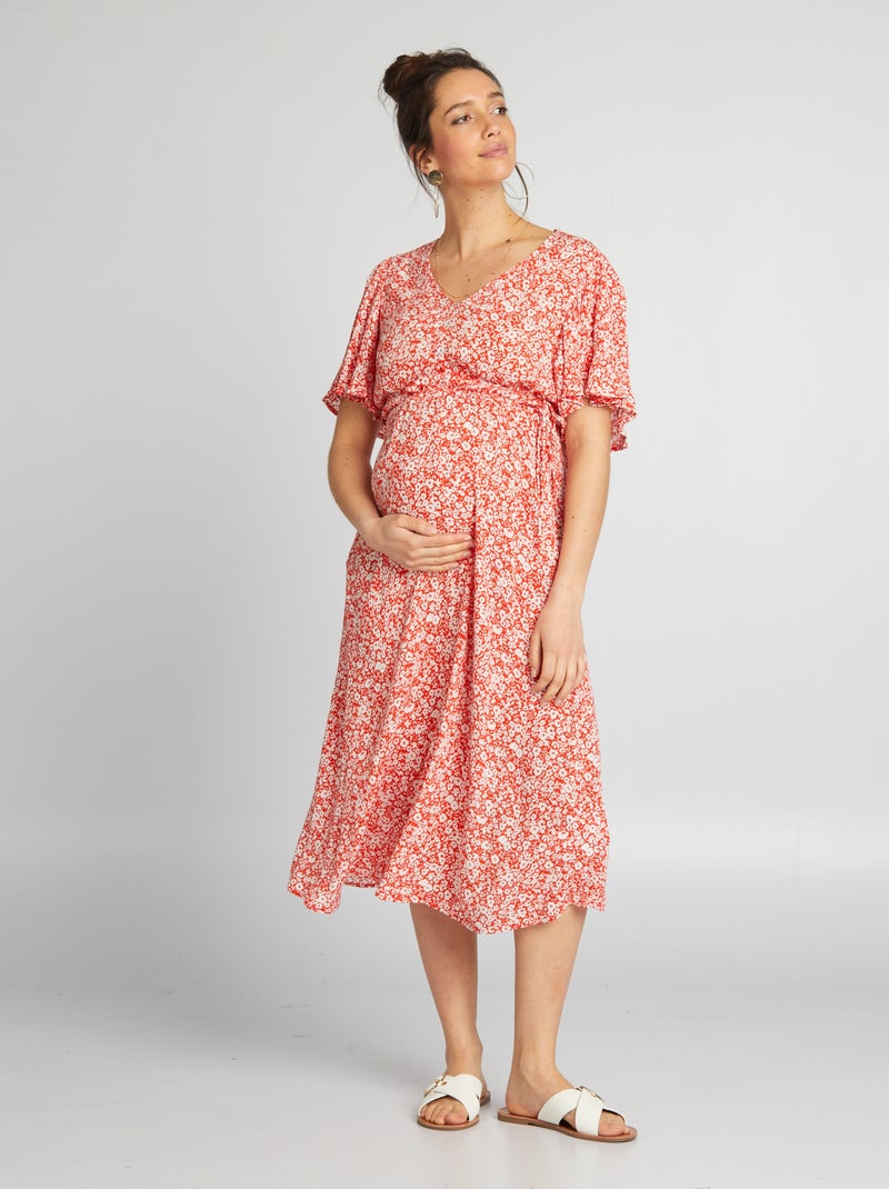 Vestido premamá largo ROJO - Kiabi