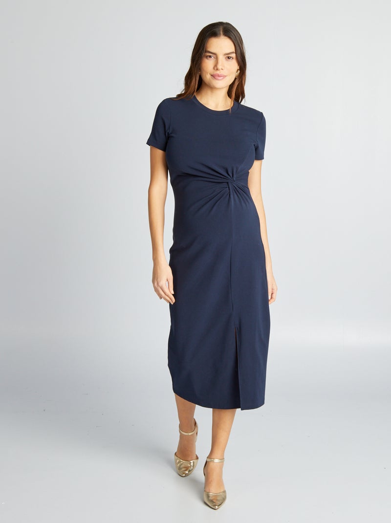 Vestido premamá largo y elástico azul - Kiabi