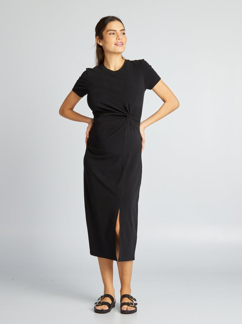 Vestido premamá largo y elástico negro - Kiabi