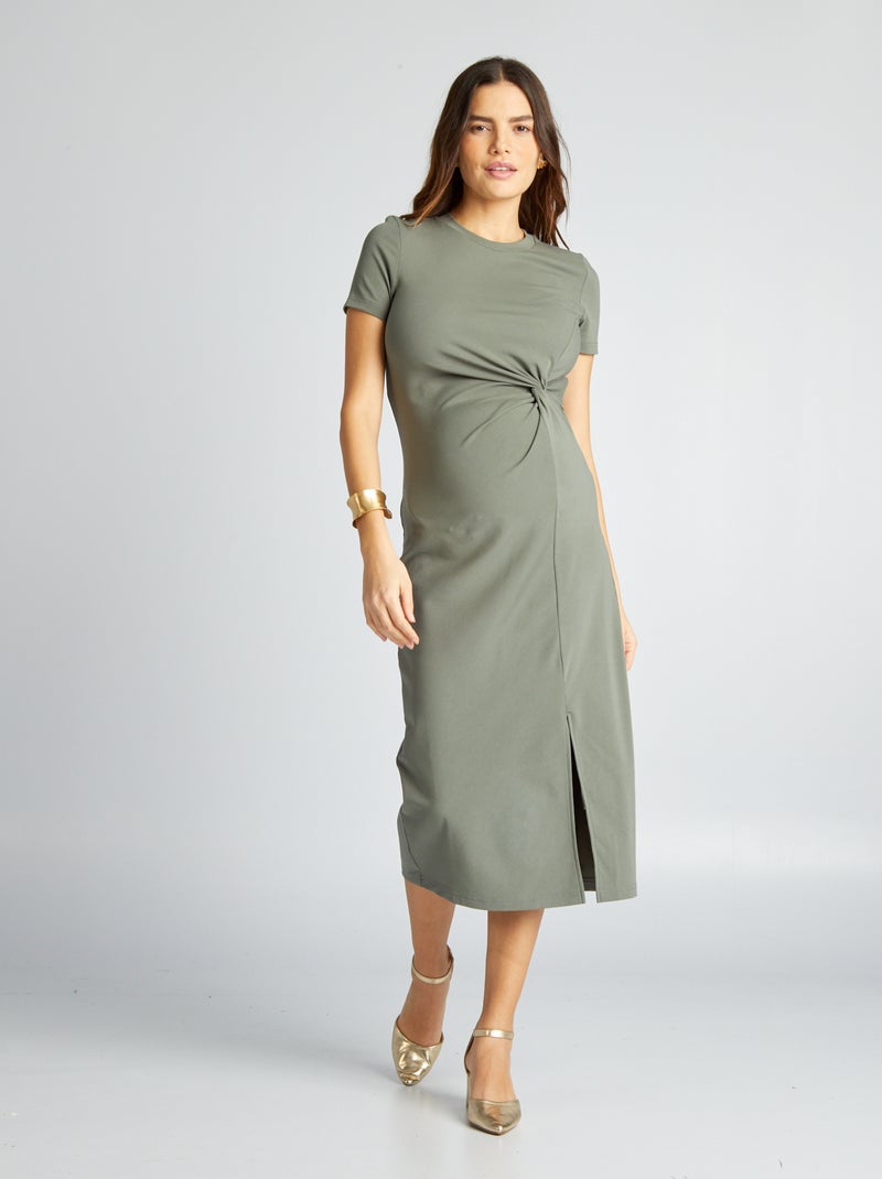Vestido premamá largo y elástico VERDE - Kiabi