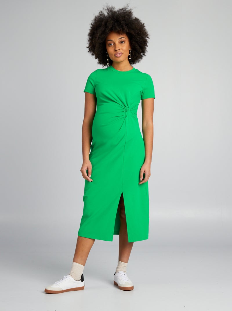 Vestido premamá largo y elástico VERDE - Kiabi