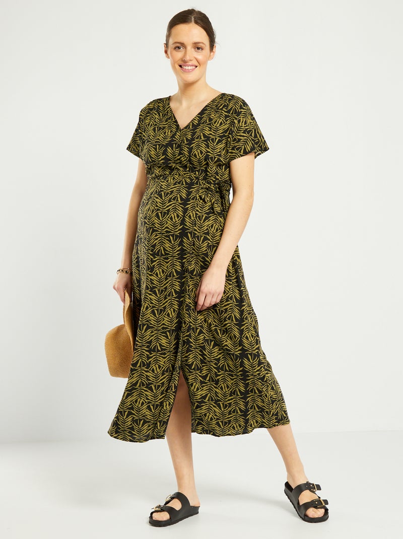 Vestido premamá largo y estampado NEGRO - Kiabi