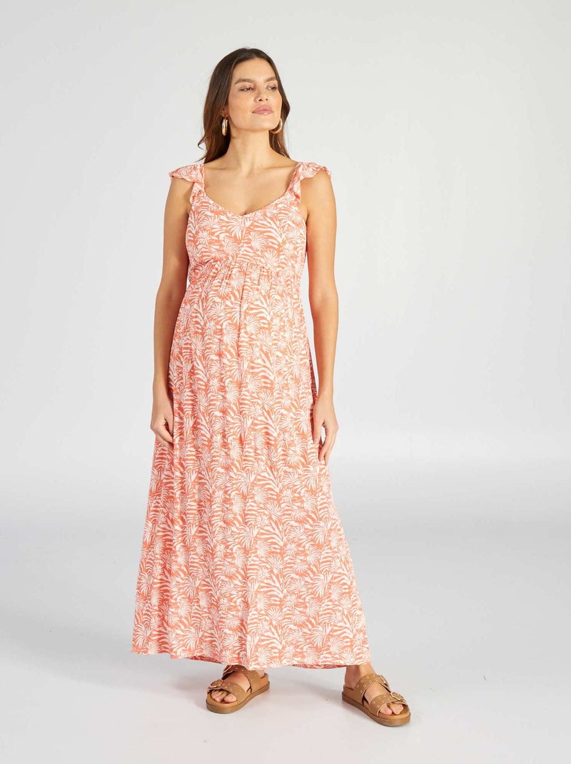 Vestido premamá largo y vaporoso NARANJA - Kiabi