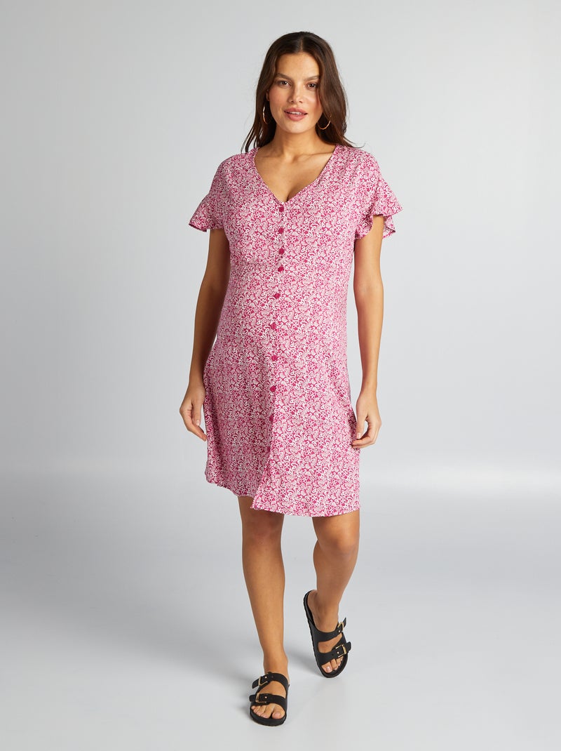 Vestido premamá ligero con cintura ajustada ROSA - Kiabi