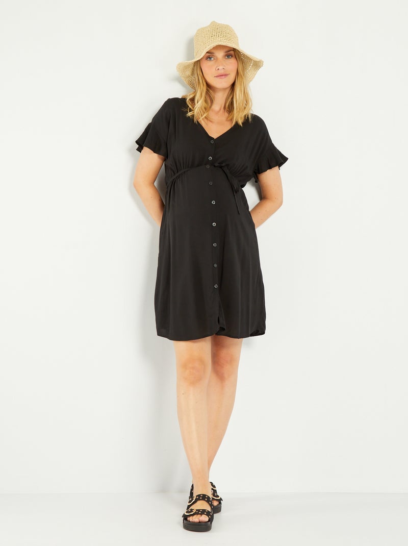 Vestido premamá recto liso Negro - Kiabi