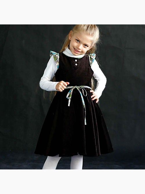 Vestido que gira de invierno para niña | Terciopelo marrón beige | HEPBURN - Kiabi