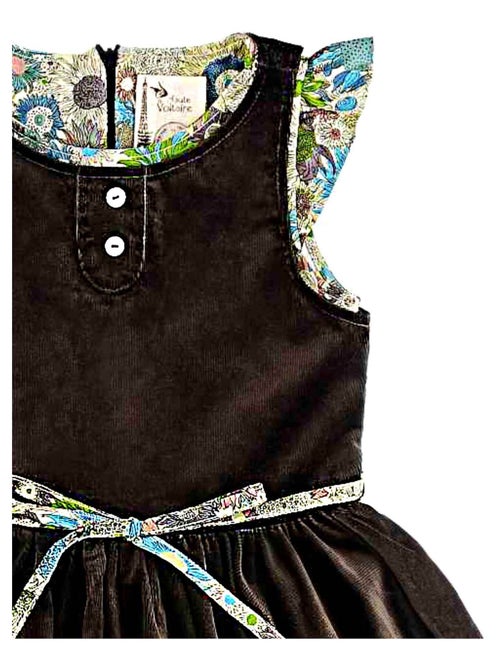 Vestido que gira de invierno para niña | Terciopelo marrón beige | HEPBURN - Kiabi