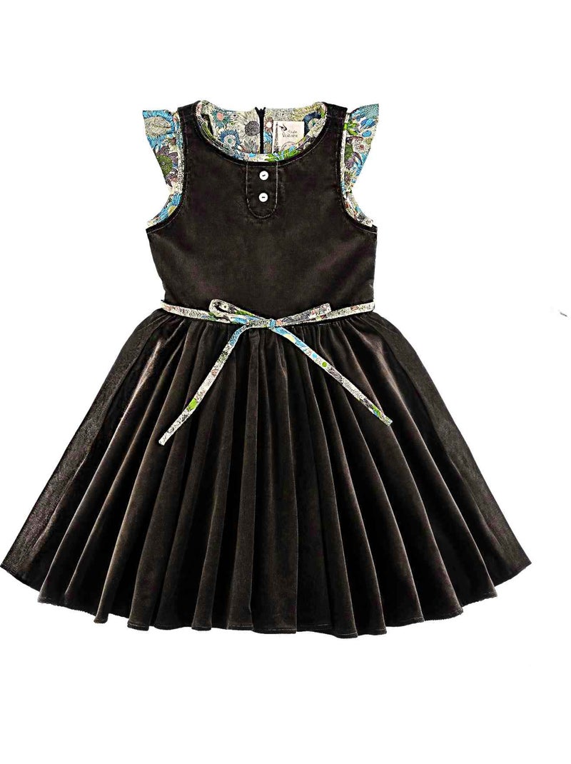 Vestido que gira de invierno para niña | Terciopelo marrón beige | HEPBURN Marrón chocolate - Kiabi