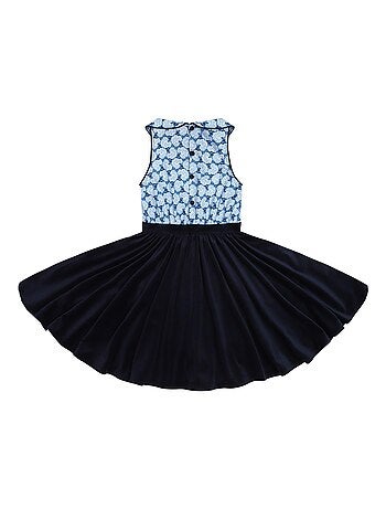 Vestido que Gira para Niña | Azul Marino y Estampado Liberty Azul Real | HEPBURN
