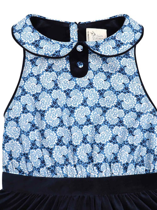 Vestido que Gira para Niña | Azul Marino y Estampado Liberty Azul Real | HEPBURN - Kiabi