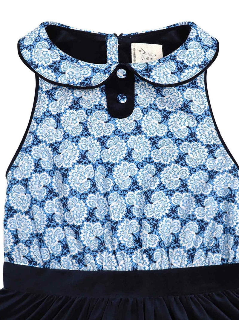 Vestido que Gira para Niña | Azul Marino y Estampado Liberty Azul Real | HEPBURN Azul marino - Kiabi