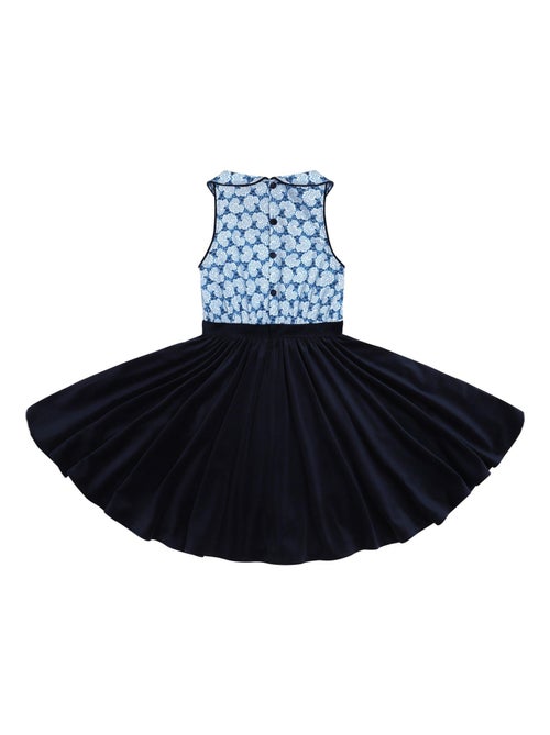Vestido que Gira para Niña | Azul Marino y Estampado Liberty Azul Real | HEPBURN - Kiabi