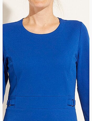 Vestido recto con mangas 3/4 en punto suave - Afibel