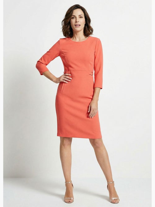 Vestido recto con mangas 3/4 en punto suave - Afibel - Kiabi