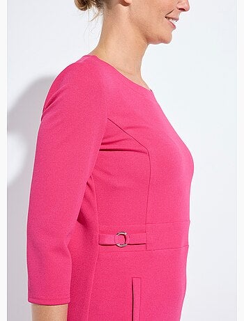 Vestido recto con mangas 3/4 en punto suave - Afibel