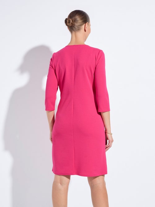 Vestido recto con mangas 3/4 en punto suave - Afibel - Kiabi