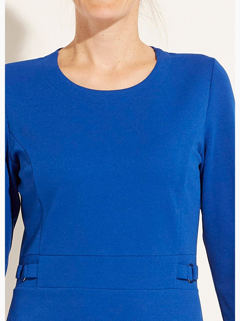 Vestido recto con mangas 3/4 en punto suave Azul - Kiabi