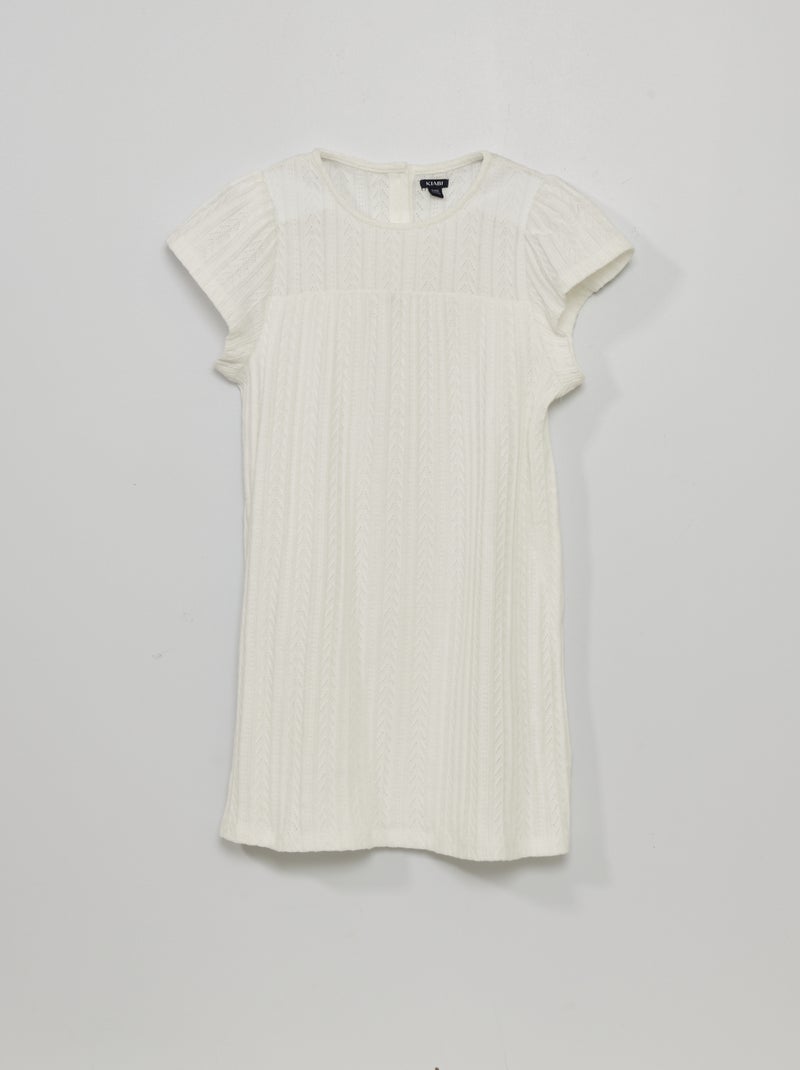 Vestido recto de crochet Blanco - Kiabi