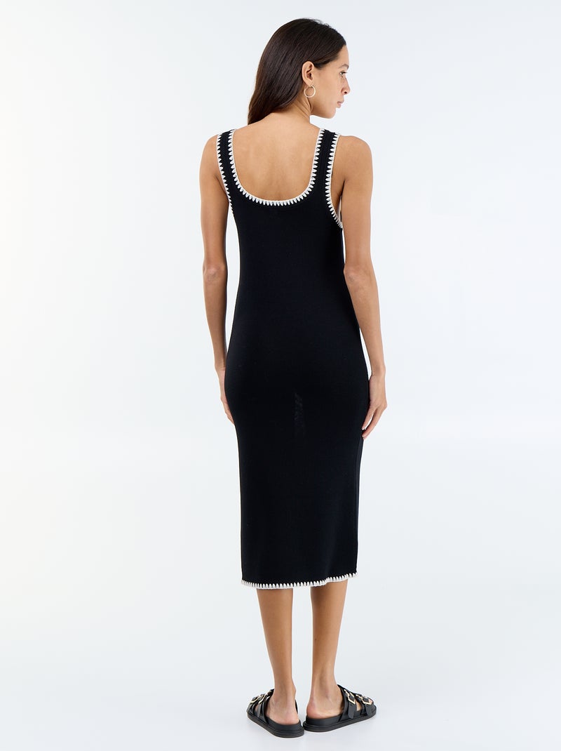 Vestido recto de punto Negro - Kiabi