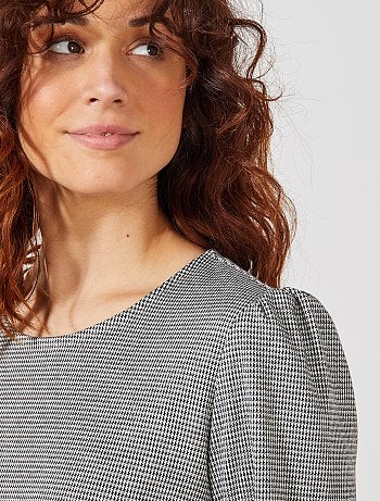 Vestido recto estampado 'pata de gallo' - Kiabi