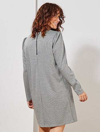 Vestido recto estampado 'pata de gallo' - Kiabi