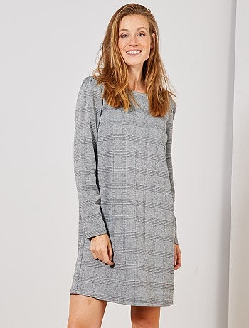 Vestido recto estampado 'príncipe de Gales' - Kiabi