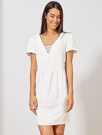 Vestido recto vaporoso con encaje - Kiabi