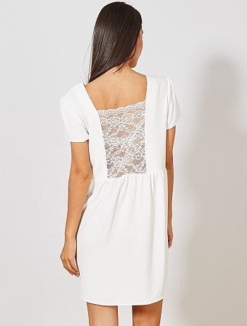 Vestido recto vaporoso con encaje - Kiabi