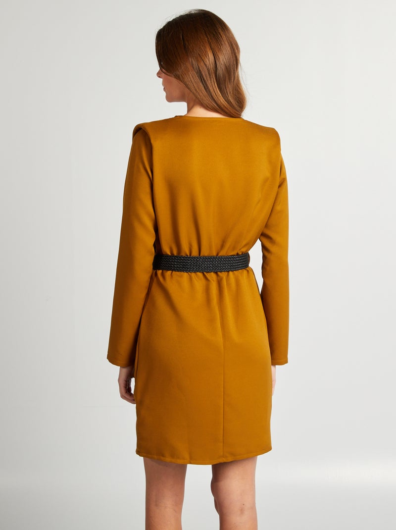 Vestido satinado con escote cruzado AMARILLO - Kiabi