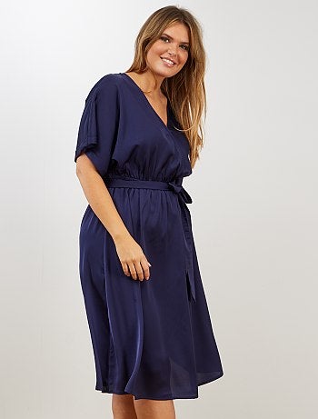 Vestido satinado cruzado - Kiabi