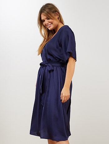 Vestido satinado cruzado - Kiabi