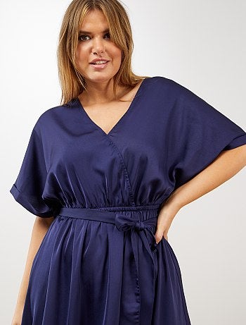 Vestido satinado cruzado - Kiabi