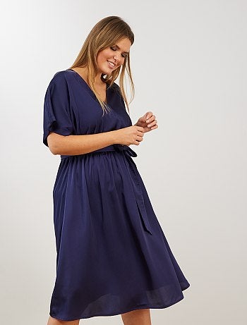 Vestido satinado cruzado - Kiabi