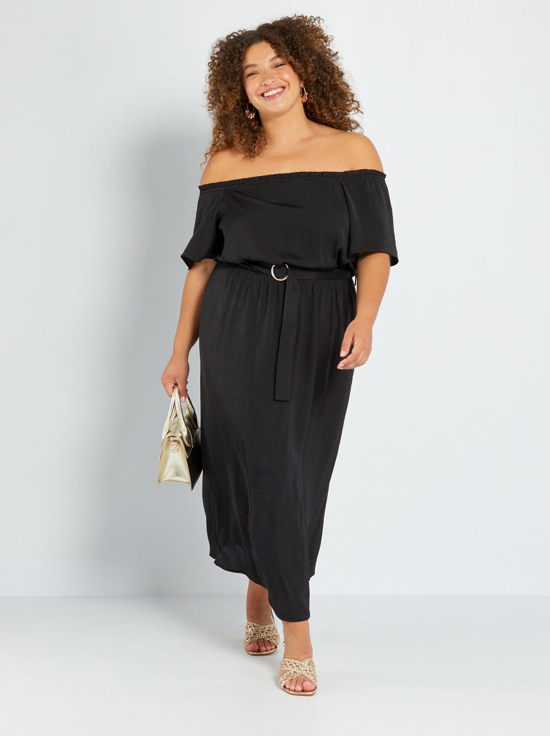 Vestido satinado Negro - Kiabi