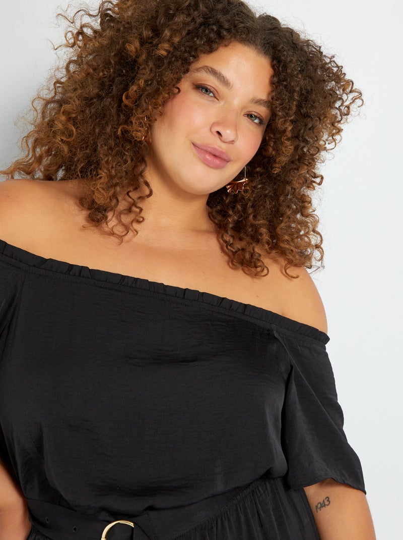 Vestido satinado Negro - Kiabi