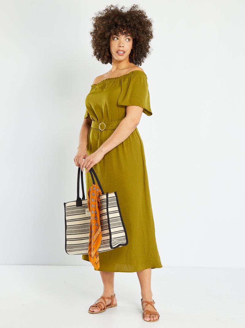 Vestido satinado VERDE - Kiabi