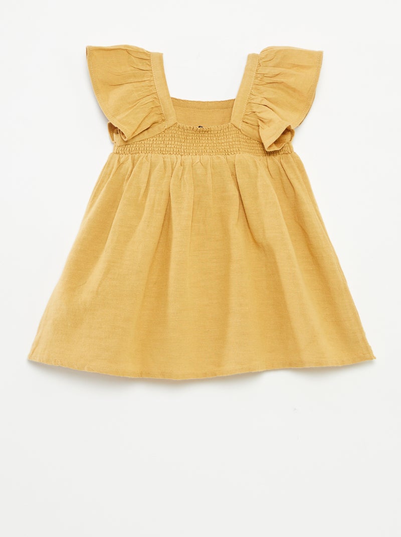 Vestido sin mangas con bordado BEIGE - Kiabi