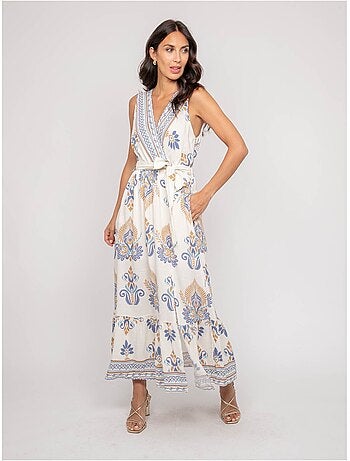 Vestido sin mangas con escote cruzado ILDEMA